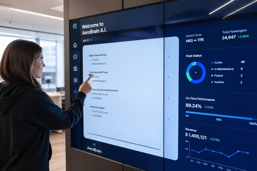 SkyDynamics enterprise AI control centre with aviation decision-support dashboards and secure operations intelligence